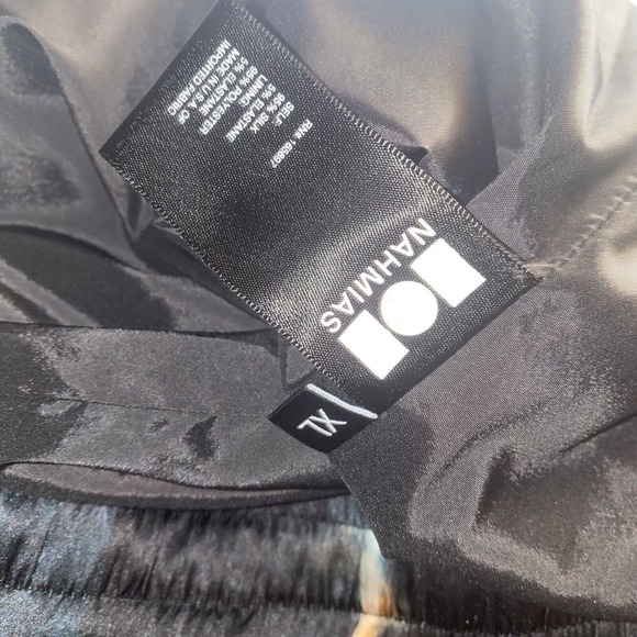 NAHMIAS Spellout Basketball Shorts‎ Silk Tie Dye Graphic Printed Size XL Black - Picture 4 of 7